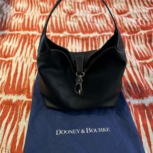 Dooney & Bourke Black Pebble Leather Slouch Bag